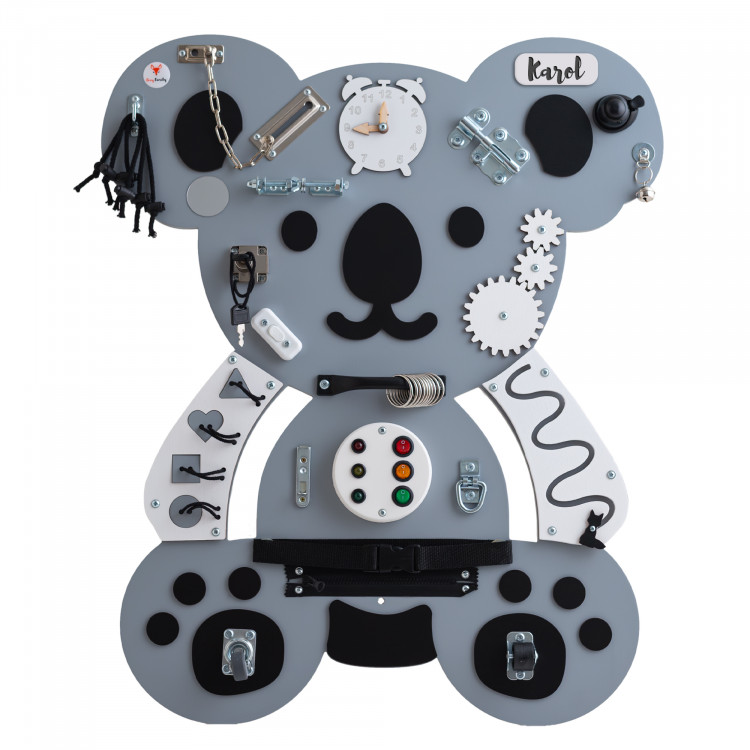 Manipulačná doska Activity board Koala sivá Foxy Family 75cm x 62cm